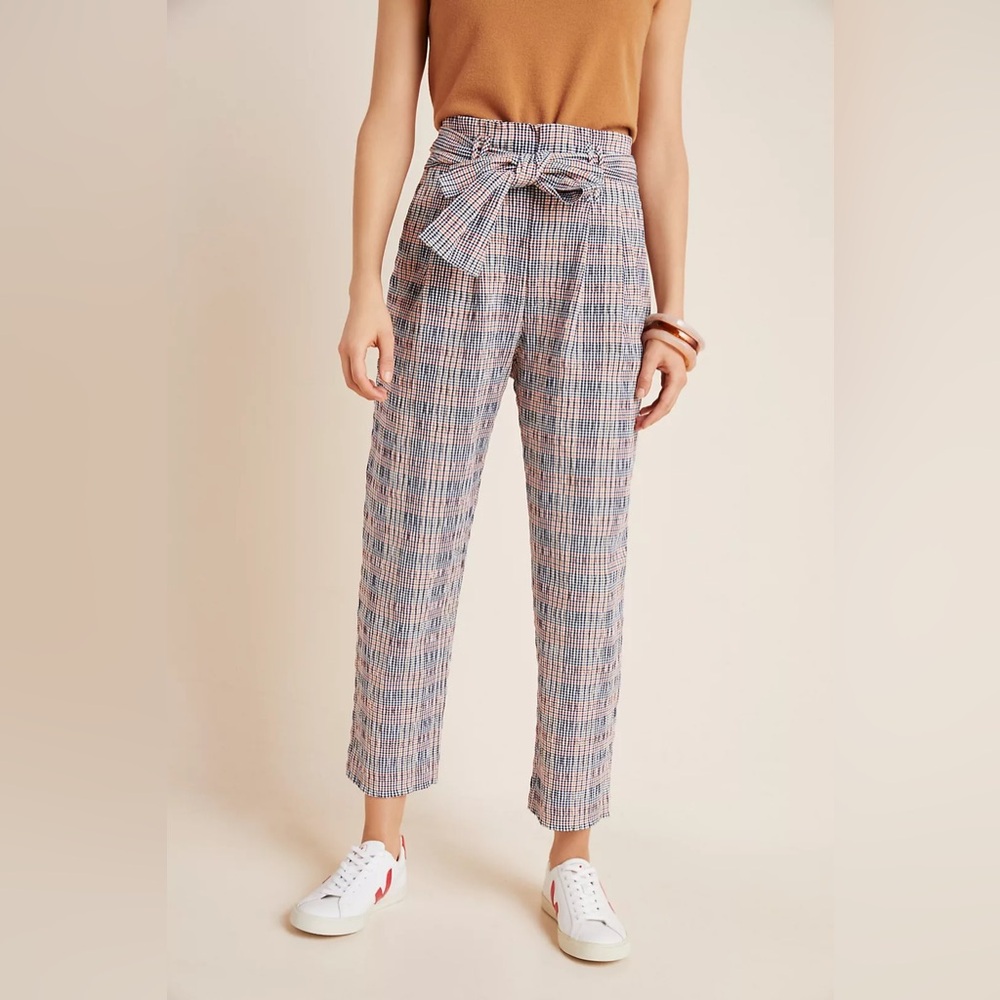 ANTHROPOLOGIE Hazelle Plaid Slim‎ Cropped Pants Size 0